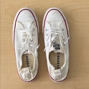 Converse White Sneakers with Red Trim